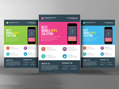Mobile App Flyer agency blue business business corporate agency flyer business flyer clean company mobile app flyer