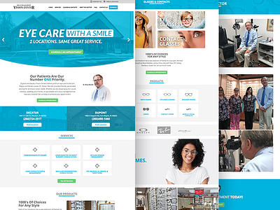 Vision Center Website blue eye care eye doctor modern web design optometrist optometry vision vision care web design website