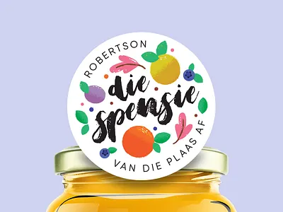Die Spensie farm fruit jam jar label produce