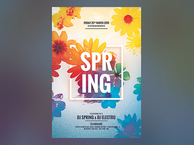 Spring Flyer colorful colors creativemarket download flower flowers flyer photoshop poster psd spring summer