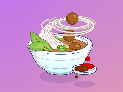 Phở Bò Viên illustration vector vector illustration