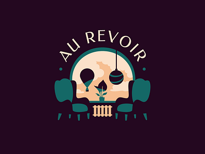 AU REVOIR illusion illustration logo logotype mystic retro room skull window