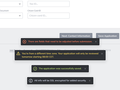 Crucial bits @ big system pt. 1 alert backoffice design interface notification snackbar toast ui design web app