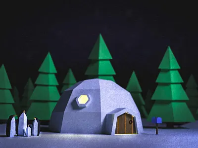 Winter Igloo 3d arctic art cute house igloo lowpoly maya penguins snow