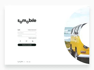 Login screen about cars clean features green logo quotes shadow ui us ux white