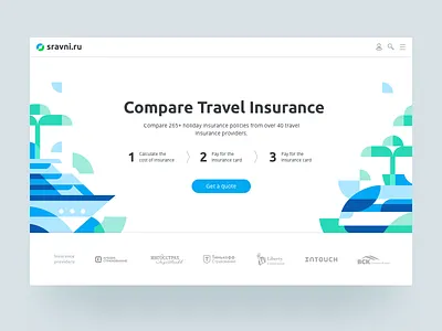 Travel Insurance compare flat illustration insurance ship train travel ui ux web