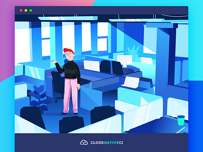 Cloud Native CI Illustration character cloud color computer digital gradient illustration landing page ui ux