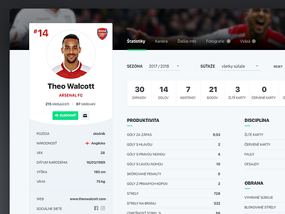 Fotballer Profile football profile soccer sport ui wip