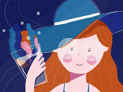 It's drinks o'clock character drink friday girl graphic illustration plants summer vector