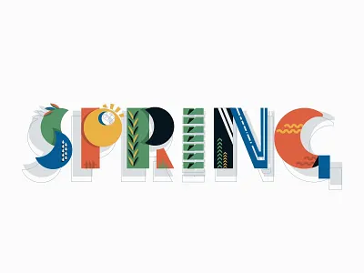 Spring Geometric Lettering abstract flat geometric illustration lettering season sign spring springtime style vector word