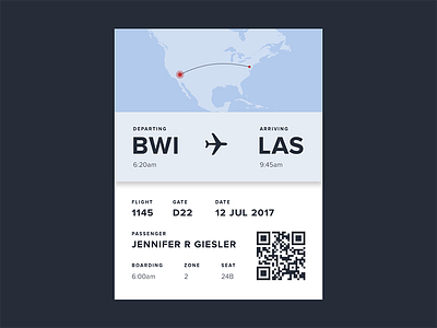 Daily UI #024: Boarding Pass boarding pass daily ui dailyui dailyui024 map plane qr code travel ui ui design