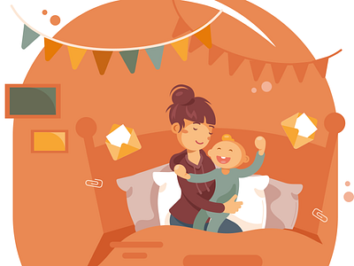 Mom & Child birthday flat illustration