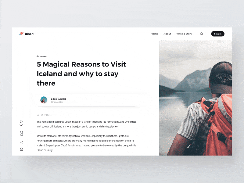 Article - Itinari article inspiration travel ui ux