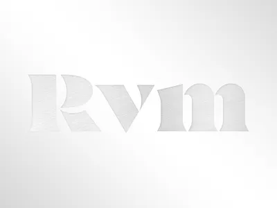 RVM logo black contrast custom lettering photography serif sharp stencil type typography