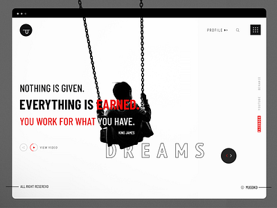 The King Dreams black dream inspiration landing page lebron james minimal quotes red ui ux website white