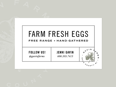 Gavin Farms Egg Punch Card badge business card clover farm farm brand farm logo fresh eggs punch card shamrock wisconsin