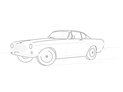 P1800 car geometry illustratior line lineart minimal outline p1800 ride vector volvo