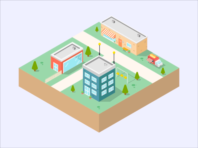 Peacefull Isometric City 3d after effect city hotdog illustrator isometric truck