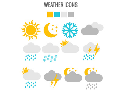 Weather icons cloud icon moon rain snow star sun weather