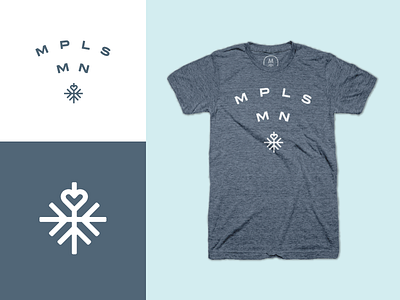 M · P · L · S | Chilly City apparel blue city heart ice line work minneapolis minnesota mn shirt snow snowflake