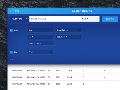 Advanced Search blue filter ipad search ui visual design
