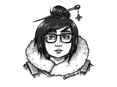 Mei doodle drawing fanart illustration mei overwatch silentiger sketch