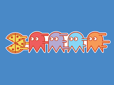 Run For Pizza ghost pacman pie pizza run sticker stickermule