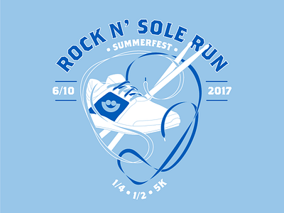 Rock 'N Sole Run Tshirt Concept | Shoelace 5k guitar pick marathon milwaukee wisconsin shoelace tshirt design