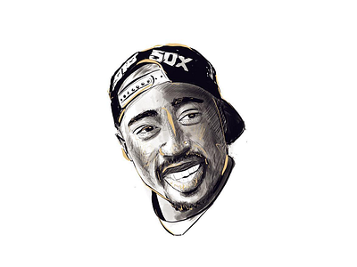 90s hip hop series - Tupac drawing hip hop illustration painting portrait sketch tupac