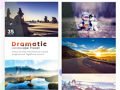 35 Dramatic Landscape Preset action effect glow landscape photo portrait retouching skin