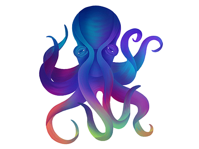 Deceptive octopus illuatration animal character deceptive digital gradient octopus photoshop