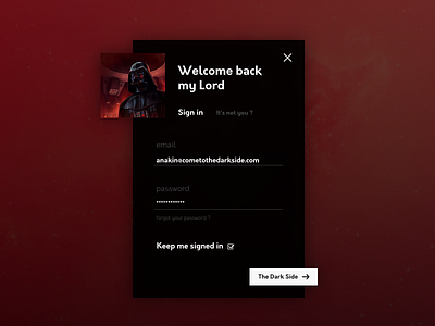 DailyUI 001 – Sign In 001 dailyui dark vador design starwars ui