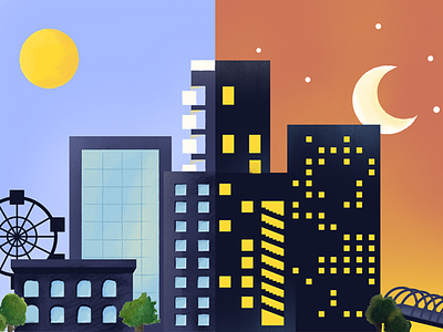 Day and Night digital digital illustration flat photoshop texture vector illustration