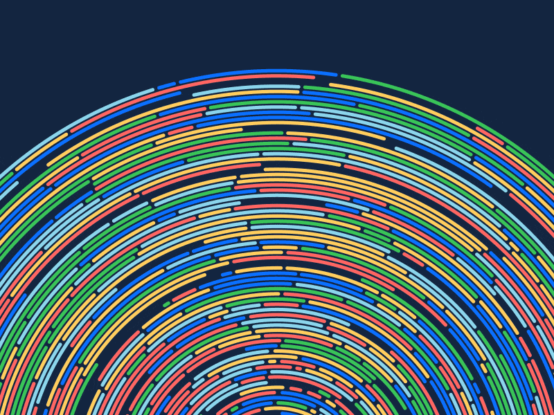 Bands of color circle color lane processing rainbow rut space stroke