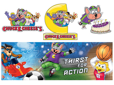 Chuck E. Cheese's Stuff cartoon characters cheeses chuck e. graphic design illustration logo