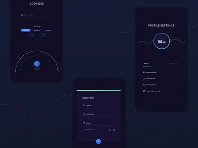 File Storage dark file gradient interface mobile raff hbb sign up storage ui ux