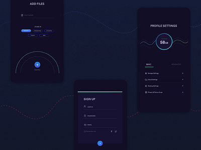 File Storage dark file gradient interface mobile raff hbb sign up storage ui ux