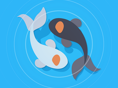 Koi carp fish flat illustration koi vector art yin yang zen