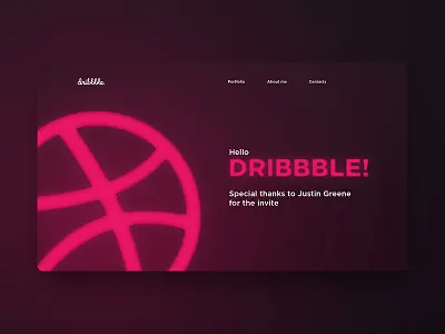 Hello Dribbble dark debut luminate page thanks ui web