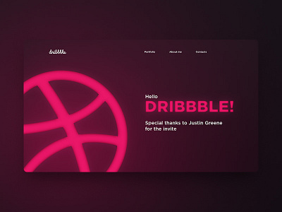 Hello Dribbble dark debut luminate page thanks ui web