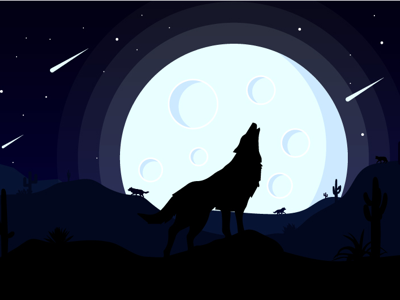 Wolf Trap animal exploration flat design gradient wolf