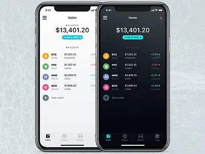 Day & Night Mode app bitcoin cryptocurrency dark ui finances interface iphone money ui