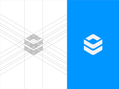 Inocube Symbol Grid blue minimal modern cube innovative custom 3d logotype grid mathematic dropbox logo mark symbol negative space out of the box paper geometry geometrical pixel perfect development software dev developer