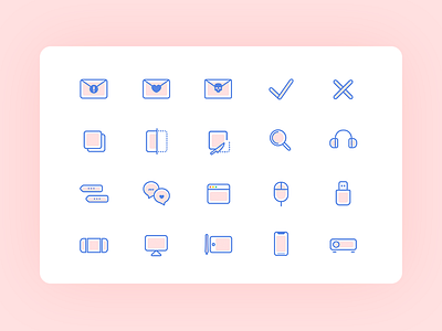 some icons blue icon pink