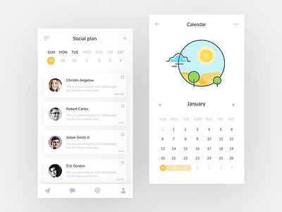 Calendar App - #Exploration 2018 calendar event freelance illustration light people remote ui ux vector work