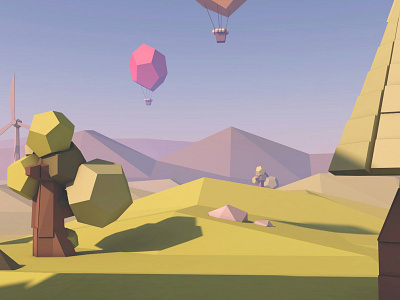 Low poly landscape 3d c4d landscape low poly nature