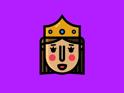 Queen crown design drawing face flat fun icon illustration kingdom medieval queen simple