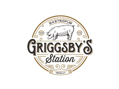 Griggsby's Station gastropub logo pig poetry pub restaurant retro vintage