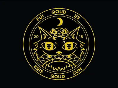 Kee Kee badge cat illustration line snake