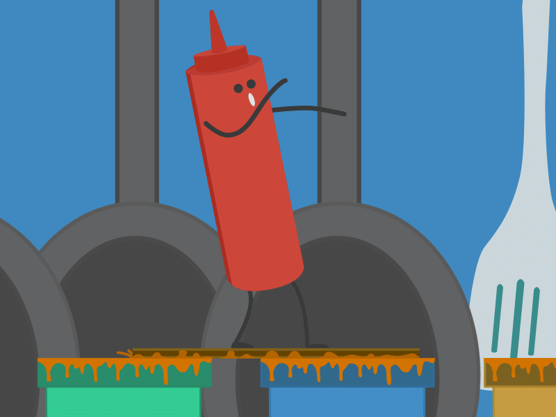 Ketchup Surfing 2d animation character ketchup surfing